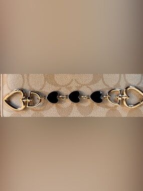 Black/ Gold Heart Link Bag Extender/ Charm! Add 6 1/2 “ to your Bag!